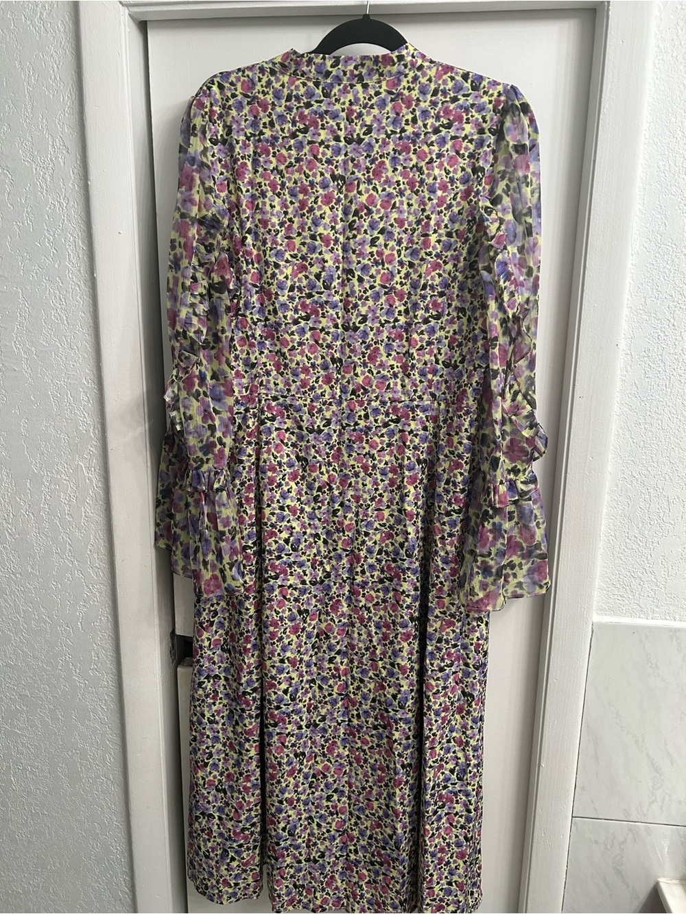 French Connection Floral Midi Dress in Purple, Pink, Green